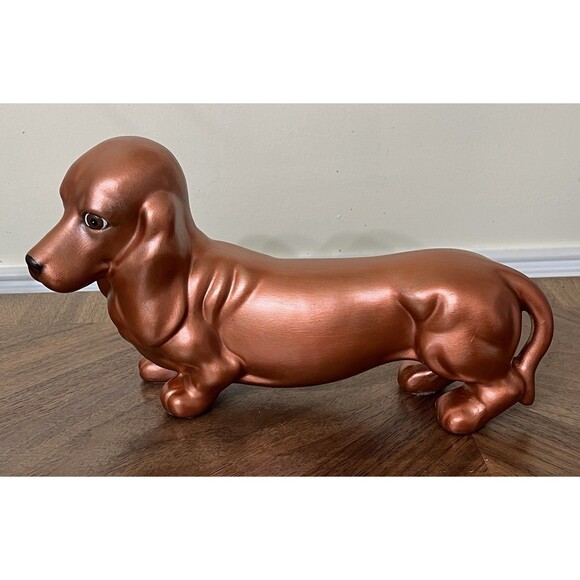 MCM PORCELAIN Figurine Copper DOG DACHSHUND Hand Crafted Hand Painted Art Deco - Picture 6 of 11